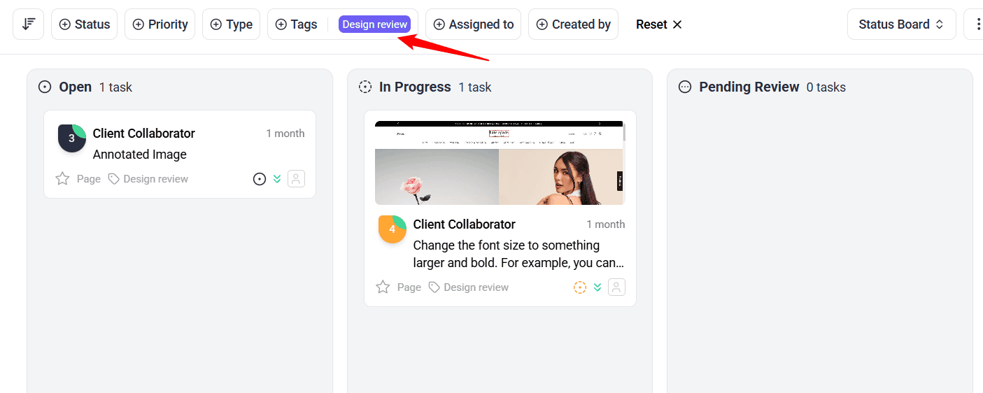 Filtering a task list by tag