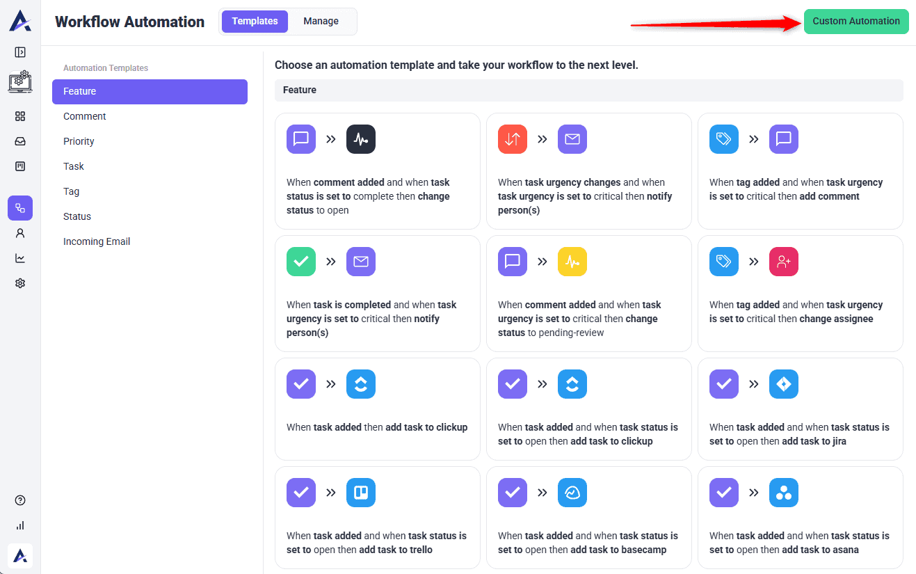 Custom automation being set up for Teamwork