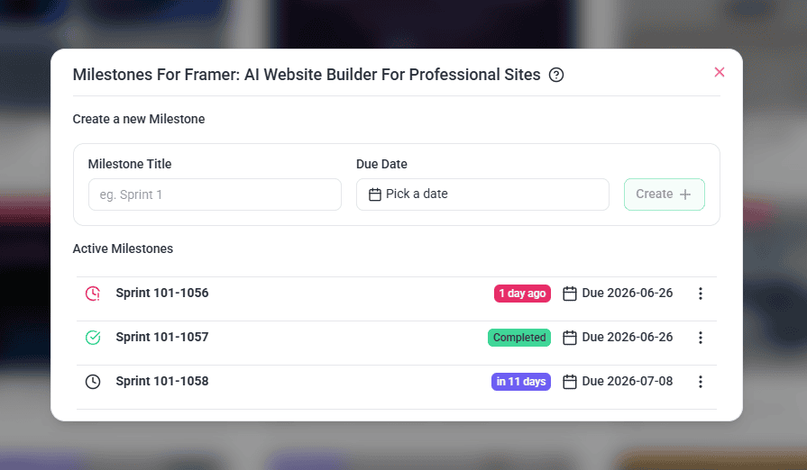 Several stages listed on one project, each with a badge