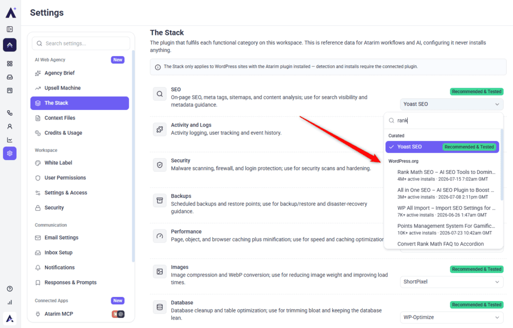 Plugin search results with install counts