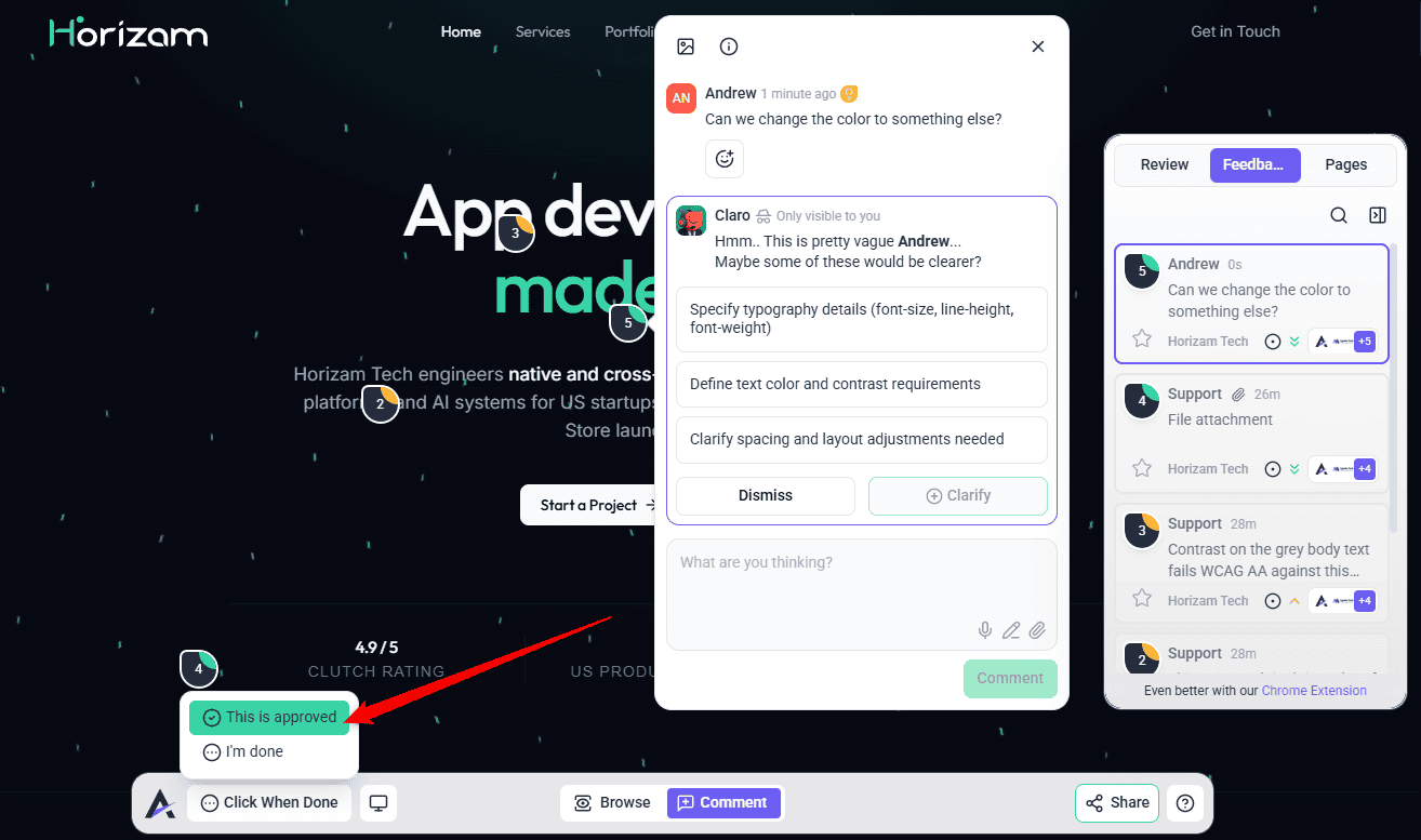 Click When Done offering approve or finished options