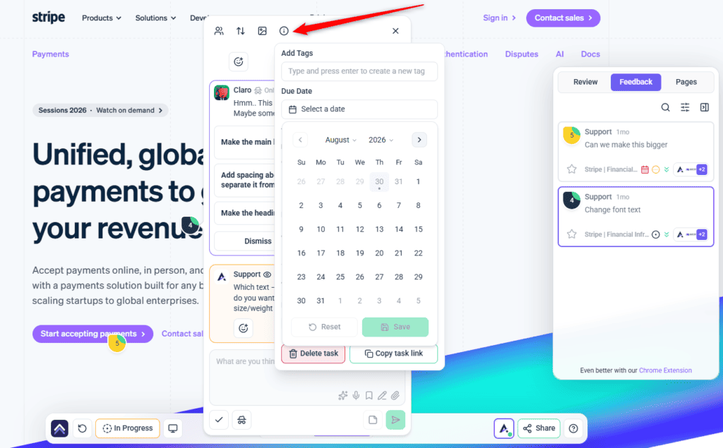 Due date field on a task in Collaborate