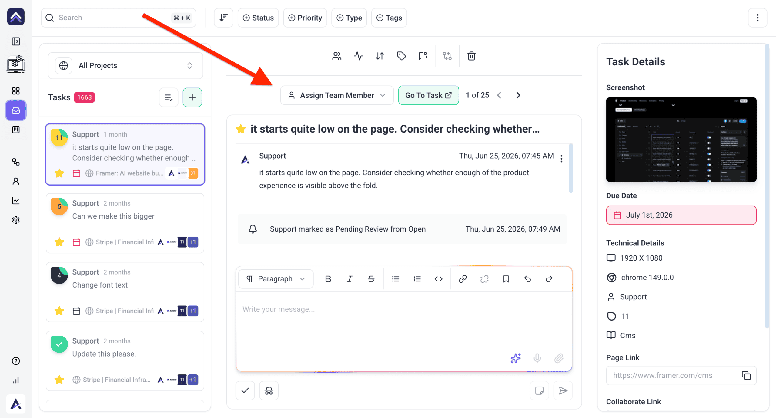 Task being assigned from the Inbox