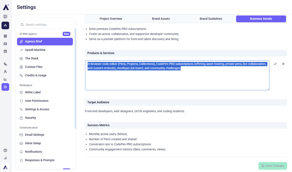 Business Details field in inline edit mode with a confirm tick