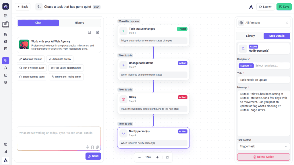 Workflow using a condition and a delay to build a follow-up sequence