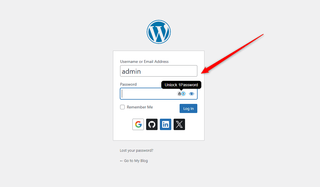 WordPress login prompt shown before the plugin can be installed