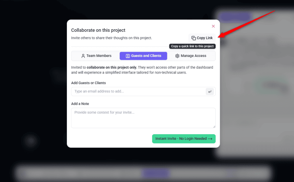 Copy Link at the top of the share modal