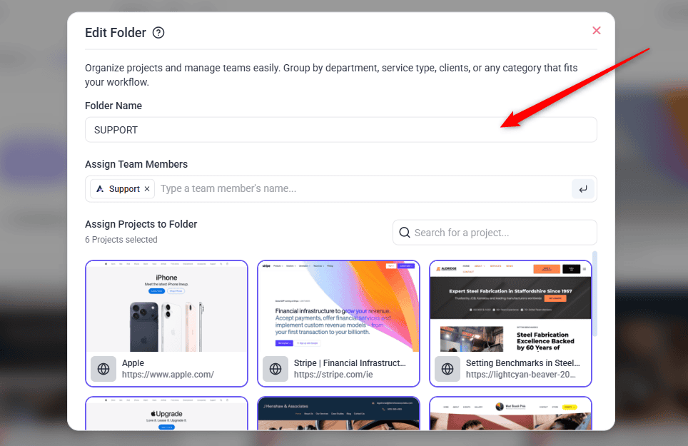 Folder Name field being updated