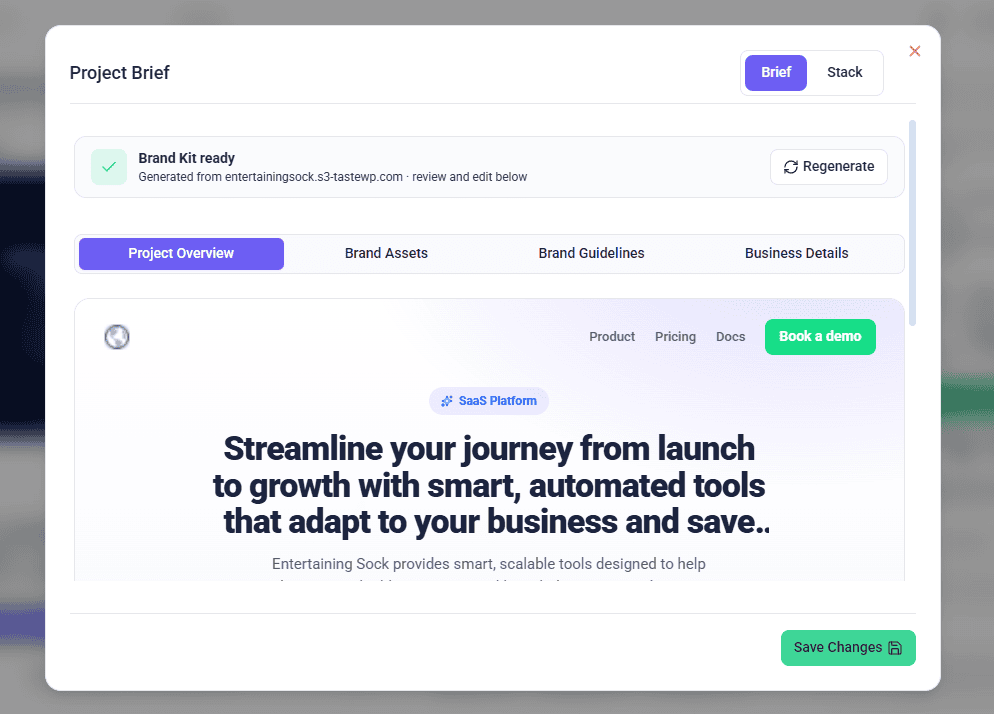 Generating a project brief from the project URL in Atarim