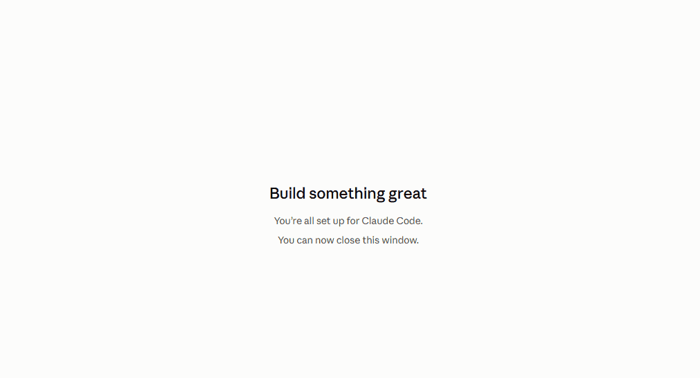 Confirmation page reading You're all set up for Claude Code