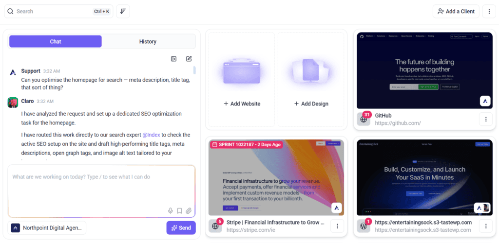 Claro working at workspace scope in chat