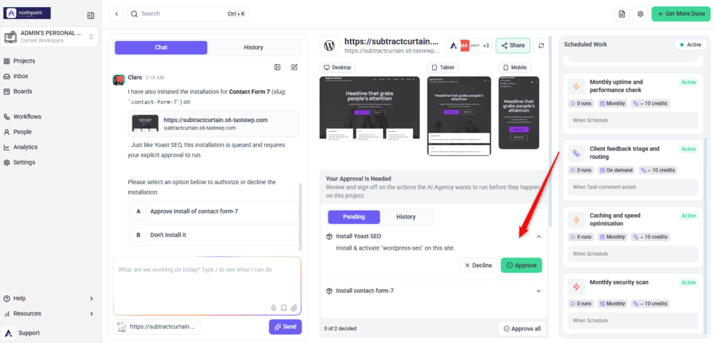 Plugin installs held in the Approval Queue until approved